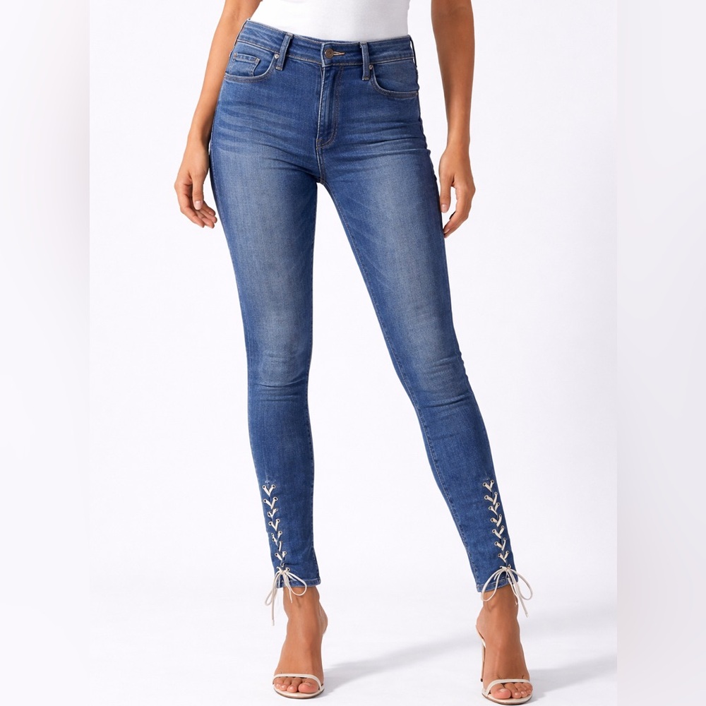 Good American Good Legs lace up ankle jeans women’s 12